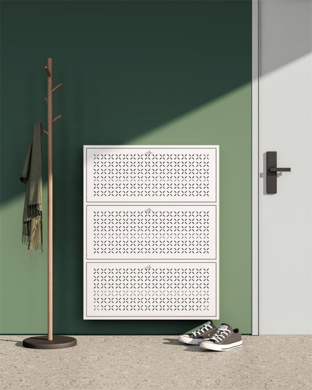 Ultra thin shoe cabinet - green